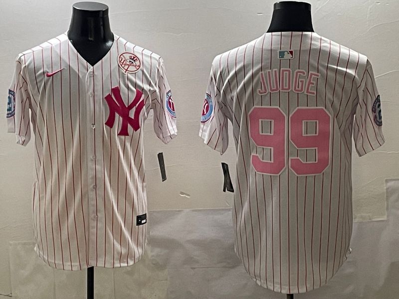 Men New York Yankees #99 Judge Stripe Red Jointly Name 2025 Nike MLB Jersey style 5->new york yankees->MLB Jersey
